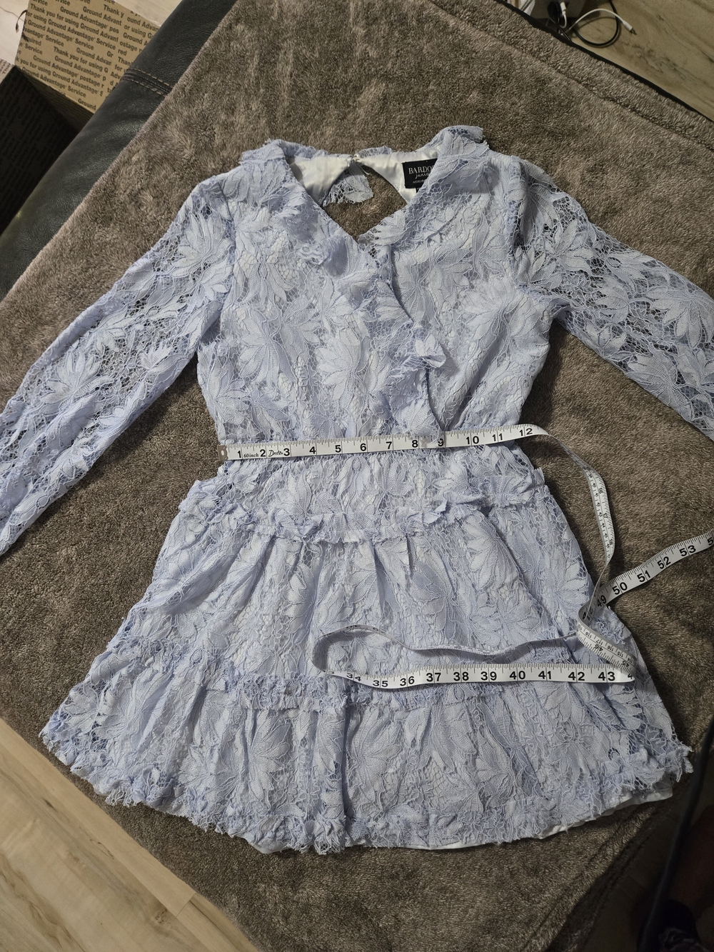 Bardot JUNIOR Powder Blue Lace Tiered Wrap Dress